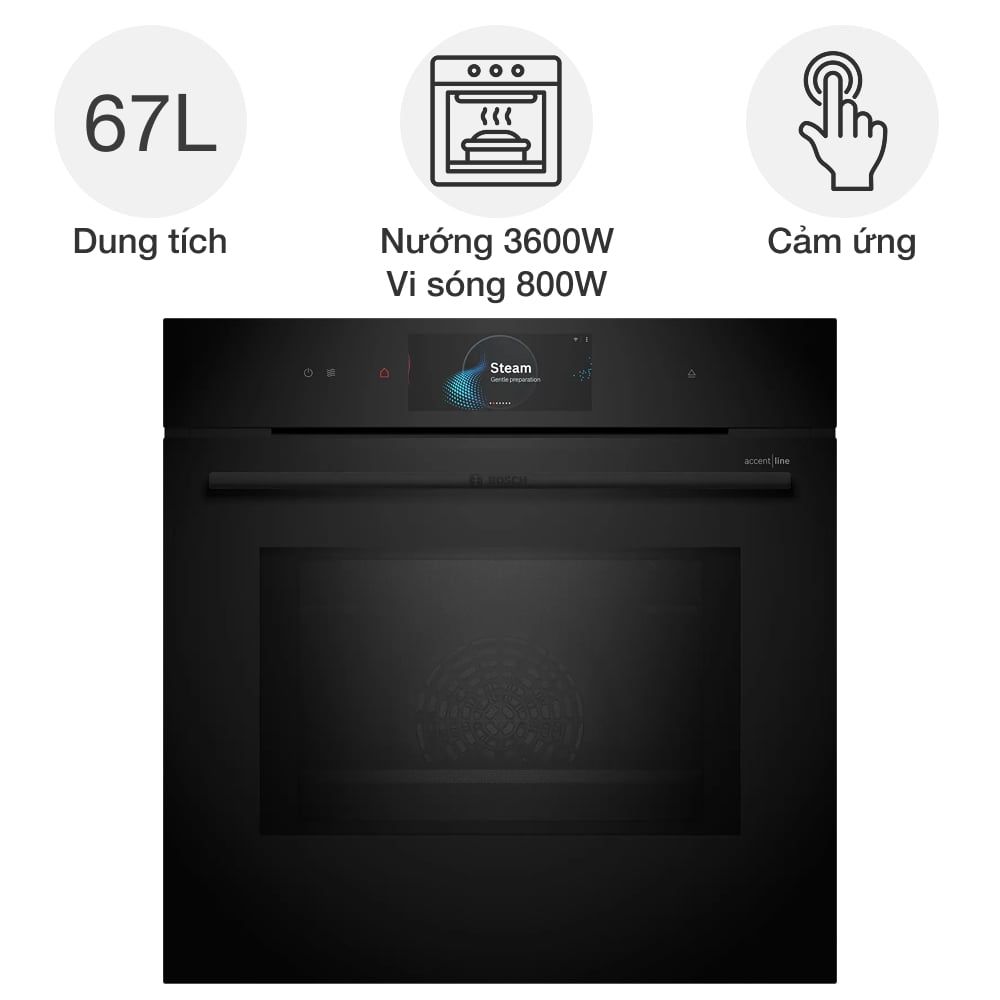 Lò nướng kèm vi sóng và bổ sung hơi nước Bosch HNG978QB1 Serie 8 âm tủ