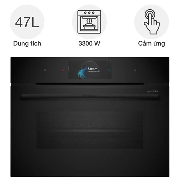 Lò nướng Bosch CSG958DB1 kèm hấp Series 8 Accent Line âm tủ