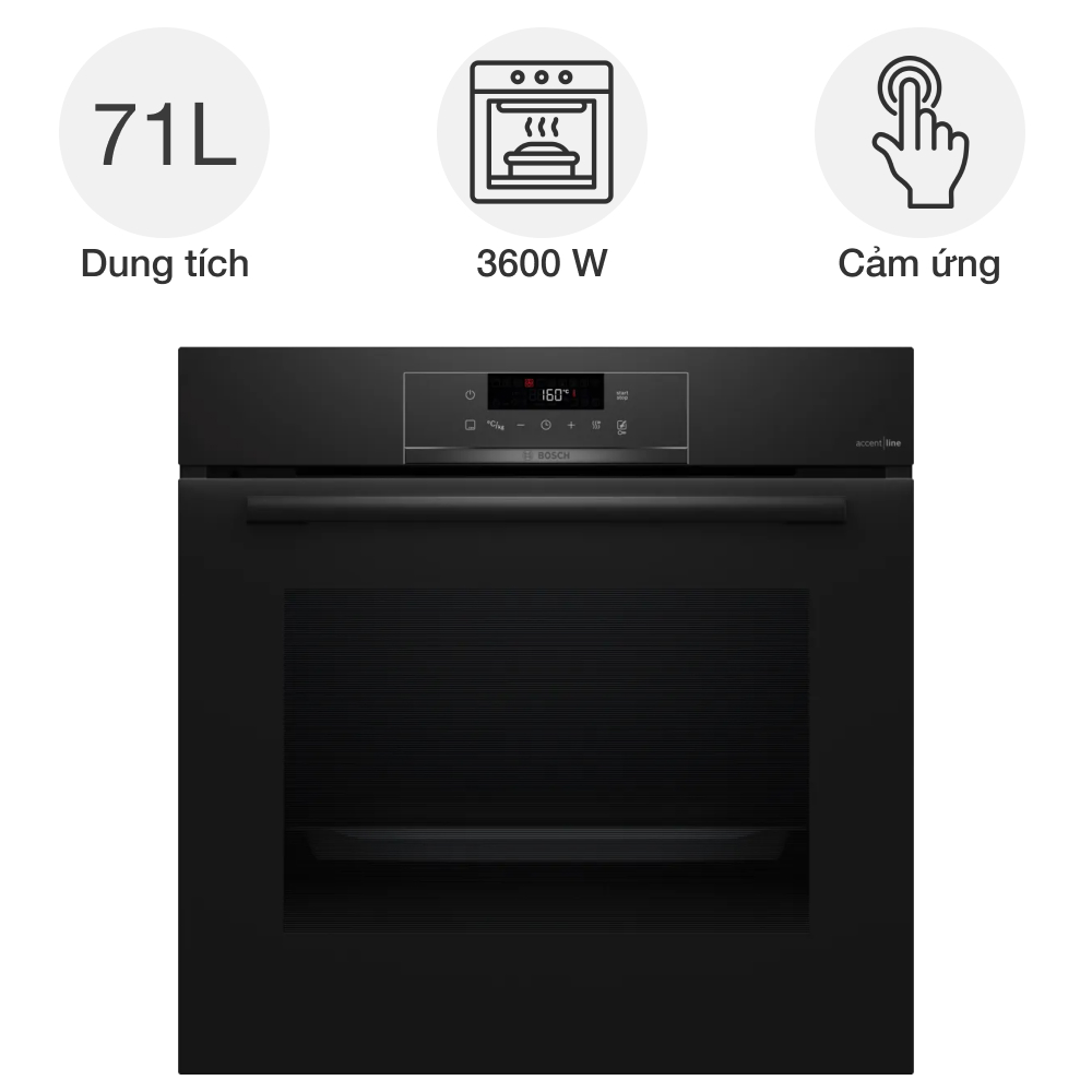 Lò nướng hơi nước Bosch HQA4720B3 Series 4 Accent Line âm tủ