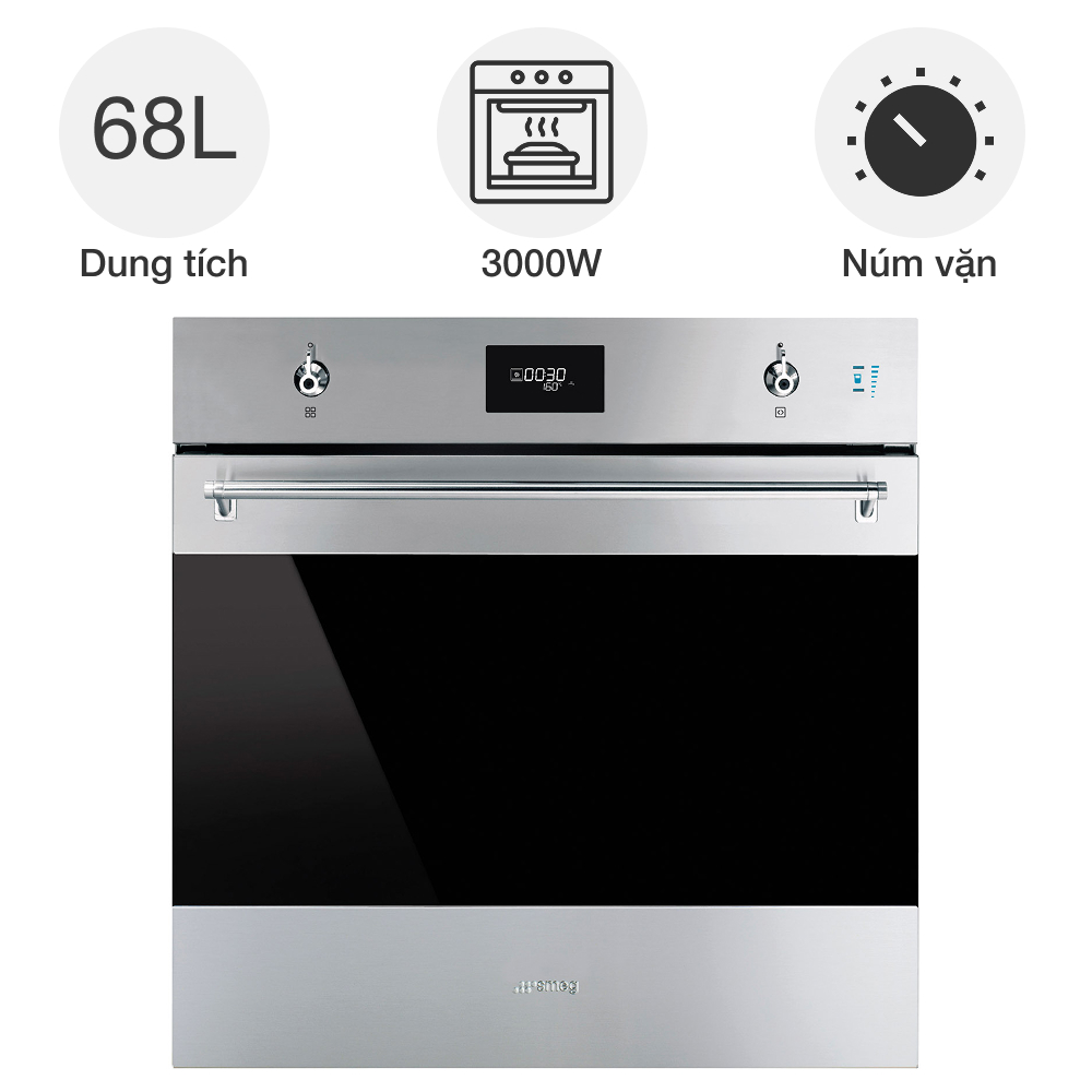 Lò nướng kèm hấp Smeg Classica SO6301S2X âm tủ