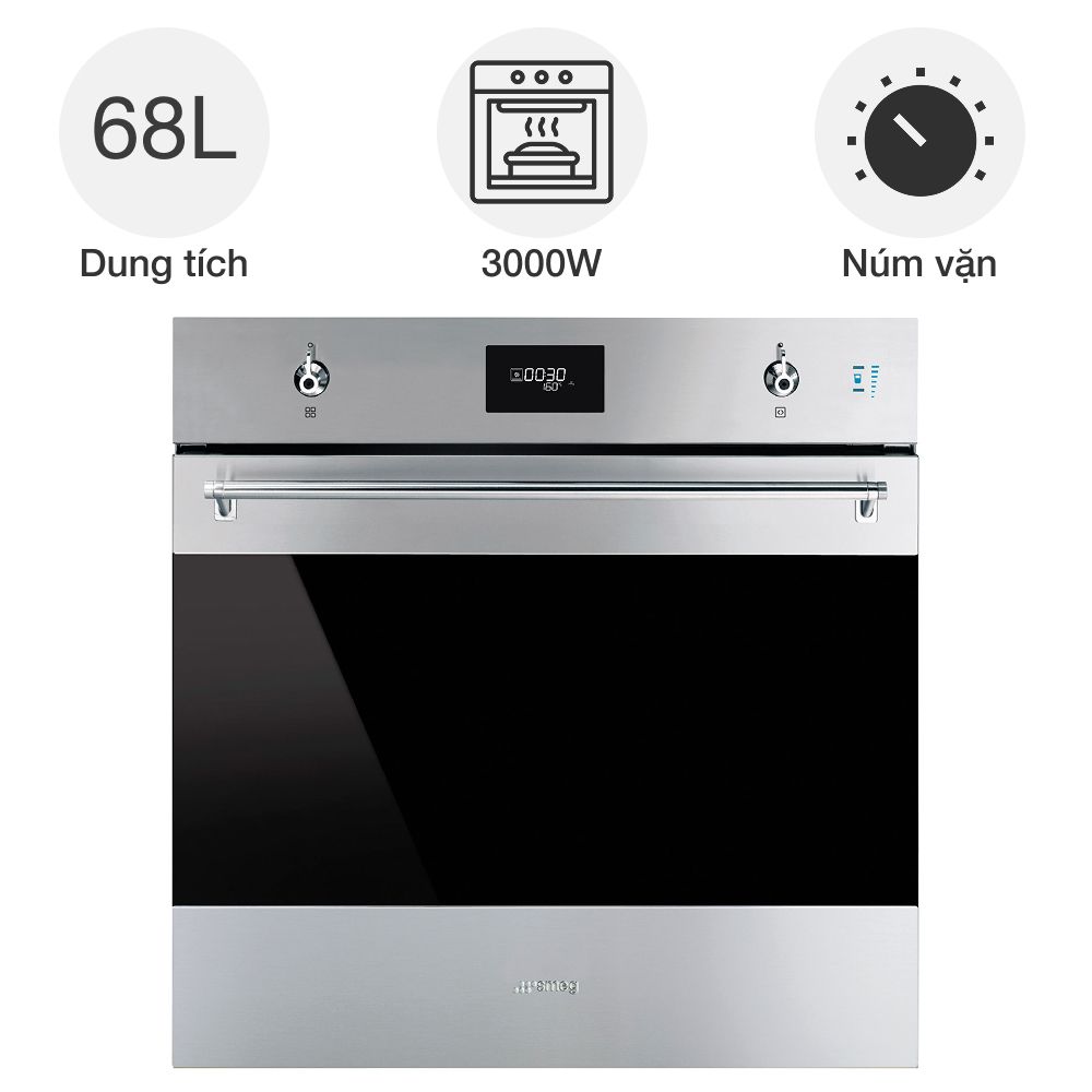 Lò nướng kèm hấp Smeg Classica SO6301S2X âm tủ
