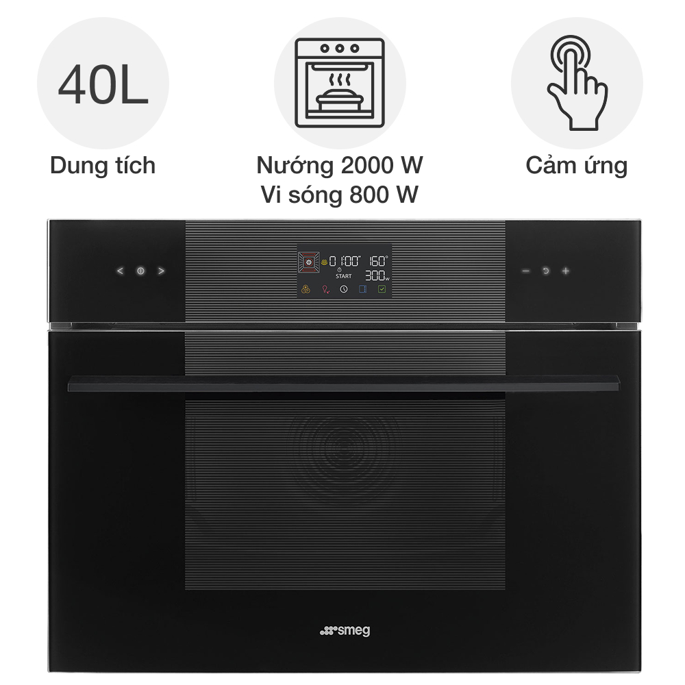 Lò nướng kèm vi sóng Smeg SO4102M1B3 Linea âm tủ