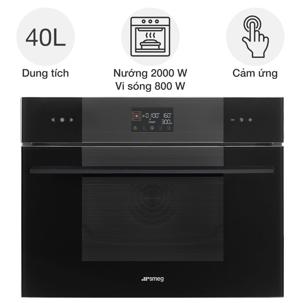 Lò nướng kèm vi sóng Smeg SO4102M1B3 Linea âm tủ