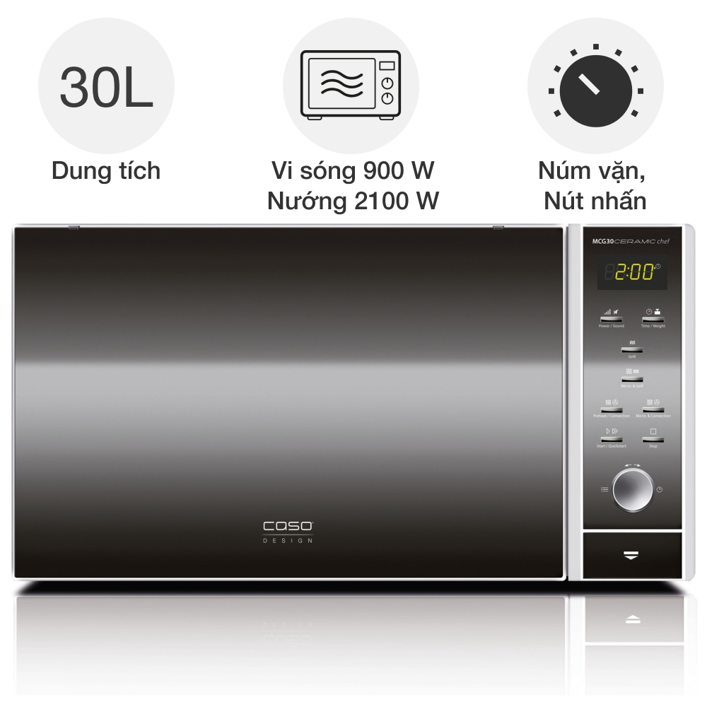 Lò vi sóng kèm nướng Caso MCG30 Ceramic Chef