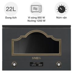 Lò vi sóng kèm nướng Smeg Cortina MP722AO