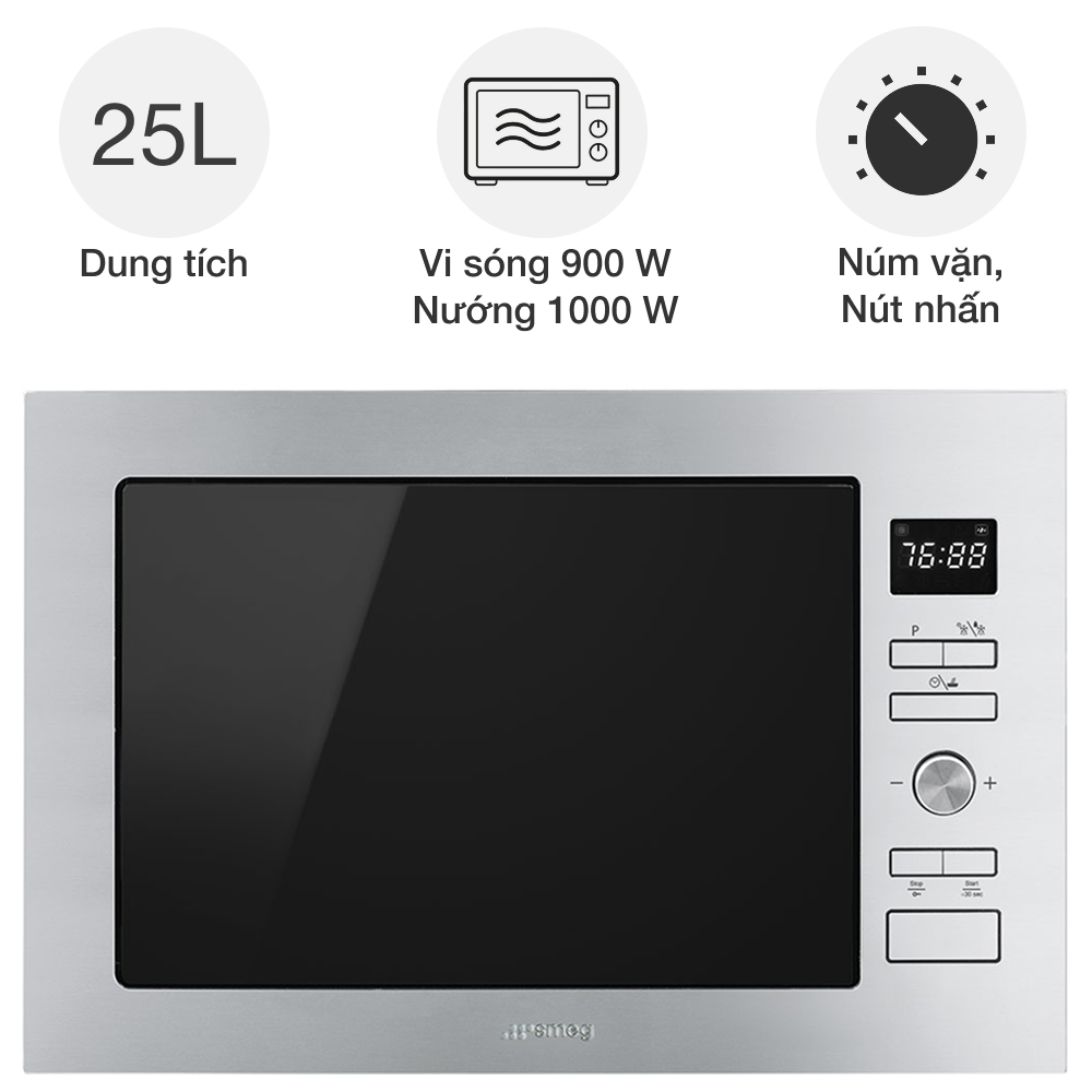 Lò vi sóng kèm nướng SMEG FMI425X Selezione âm tủ