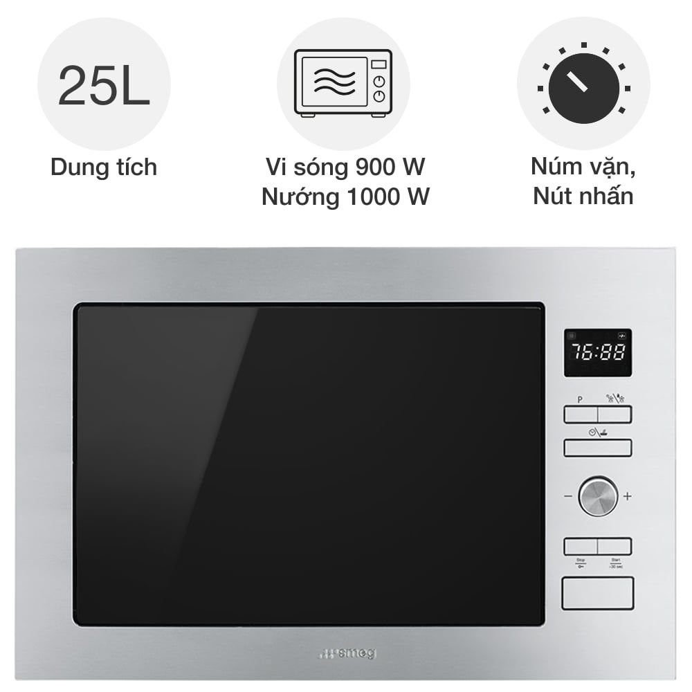 Lò vi sóng kèm nướng SMEG FMI425X Selezione âm tủ