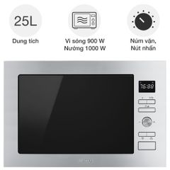 Lò vi sóng kèm nướng SMEG FMI425X Selezione âm tủ