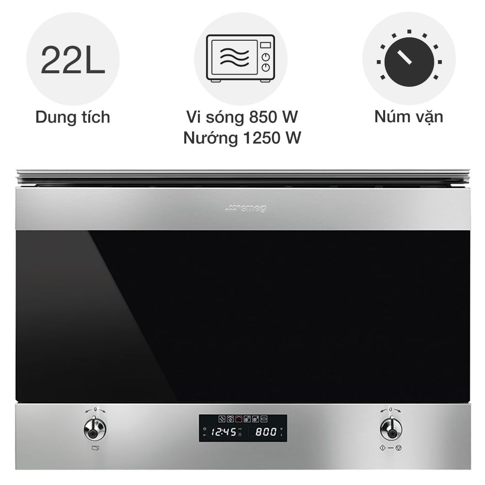 Lò vi sóng kèm nướng Smeg MP322X1 Classica âm tủ