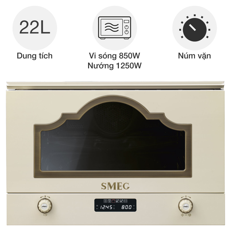 Lò vi sóng kèm nướng SMEG Cortina MP722PO