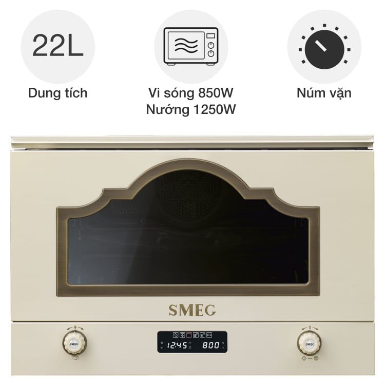 Lò vi sóng kèm nướng SMEG Cortina MP722PO