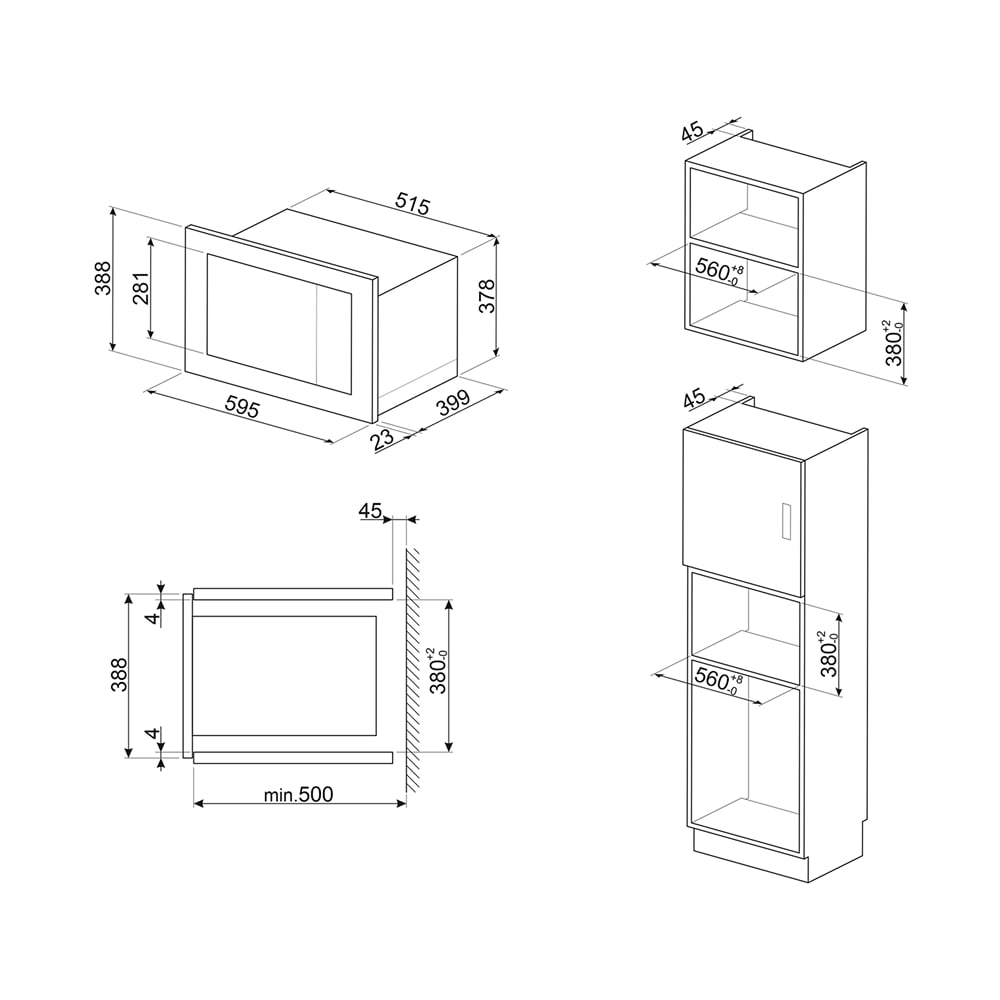 Lò vi sóng kèm nướng Smeg FMI025B3 Universale âm tủ – ảnh 7