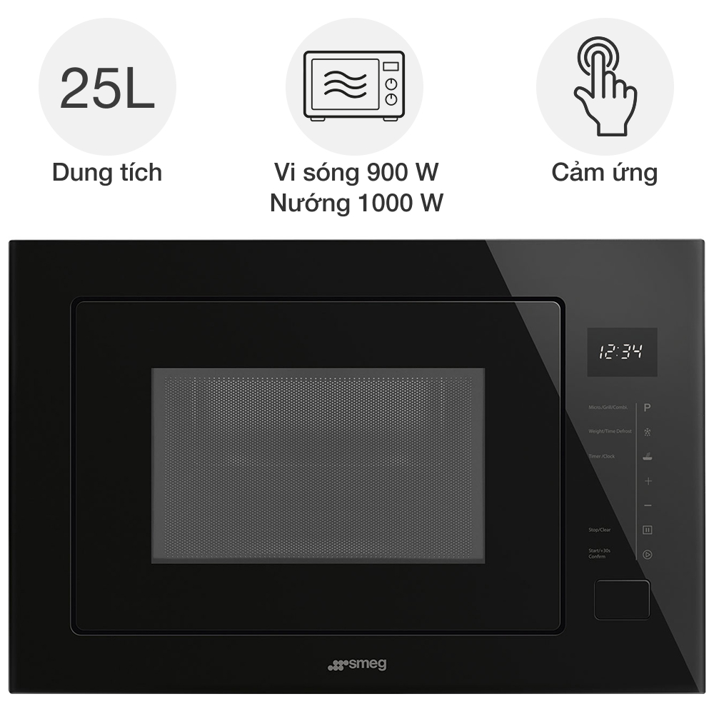 Lò vi sóng kèm nướng Smeg FMI025B3 Universale âm tủ