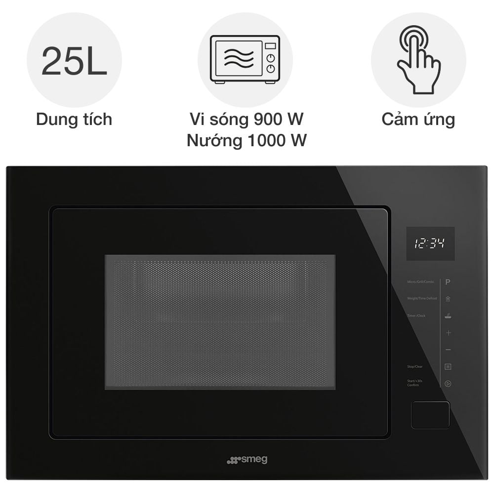 Lò vi sóng kèm nướng Smeg FMI025B3 Universale âm tủ