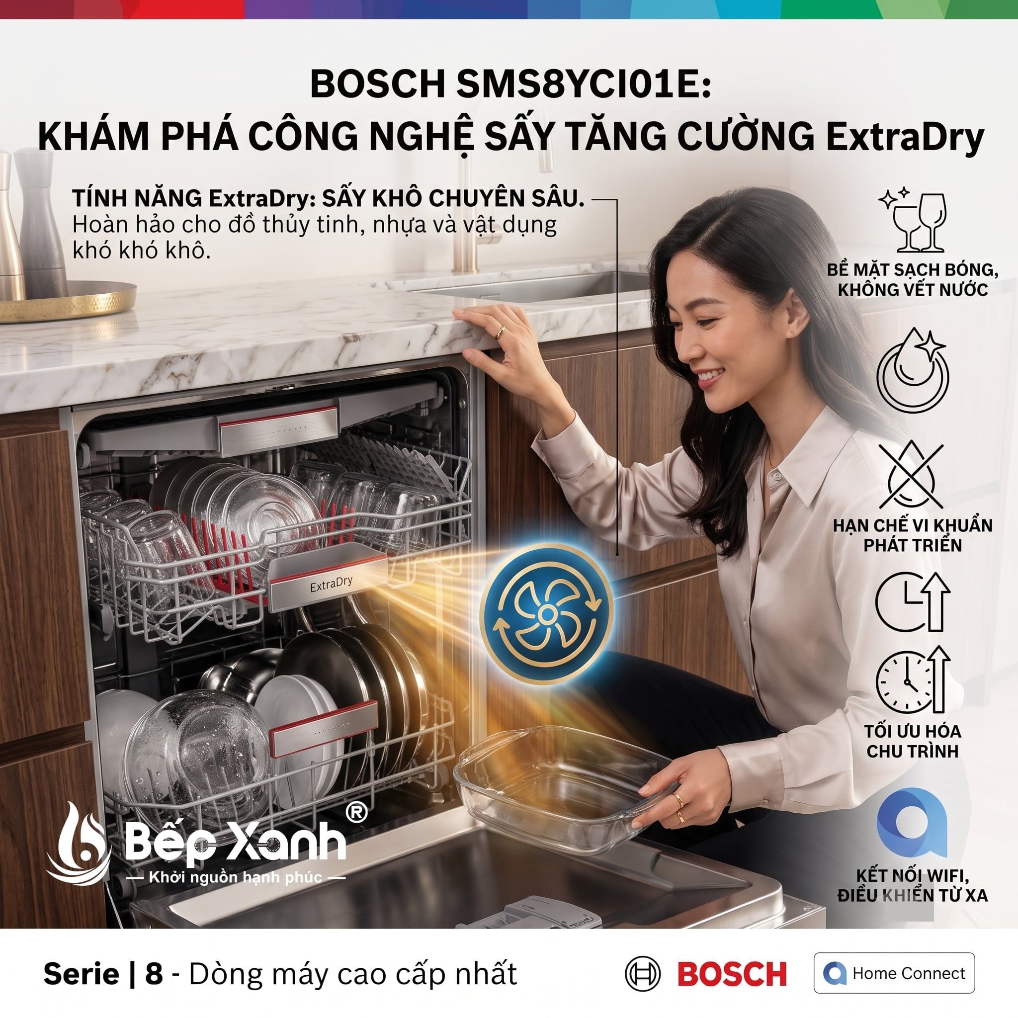  SMS8YCI01E | Máy rửa chén Bosch độc lập series 8, đỉnh cao, sấy Zeolith 