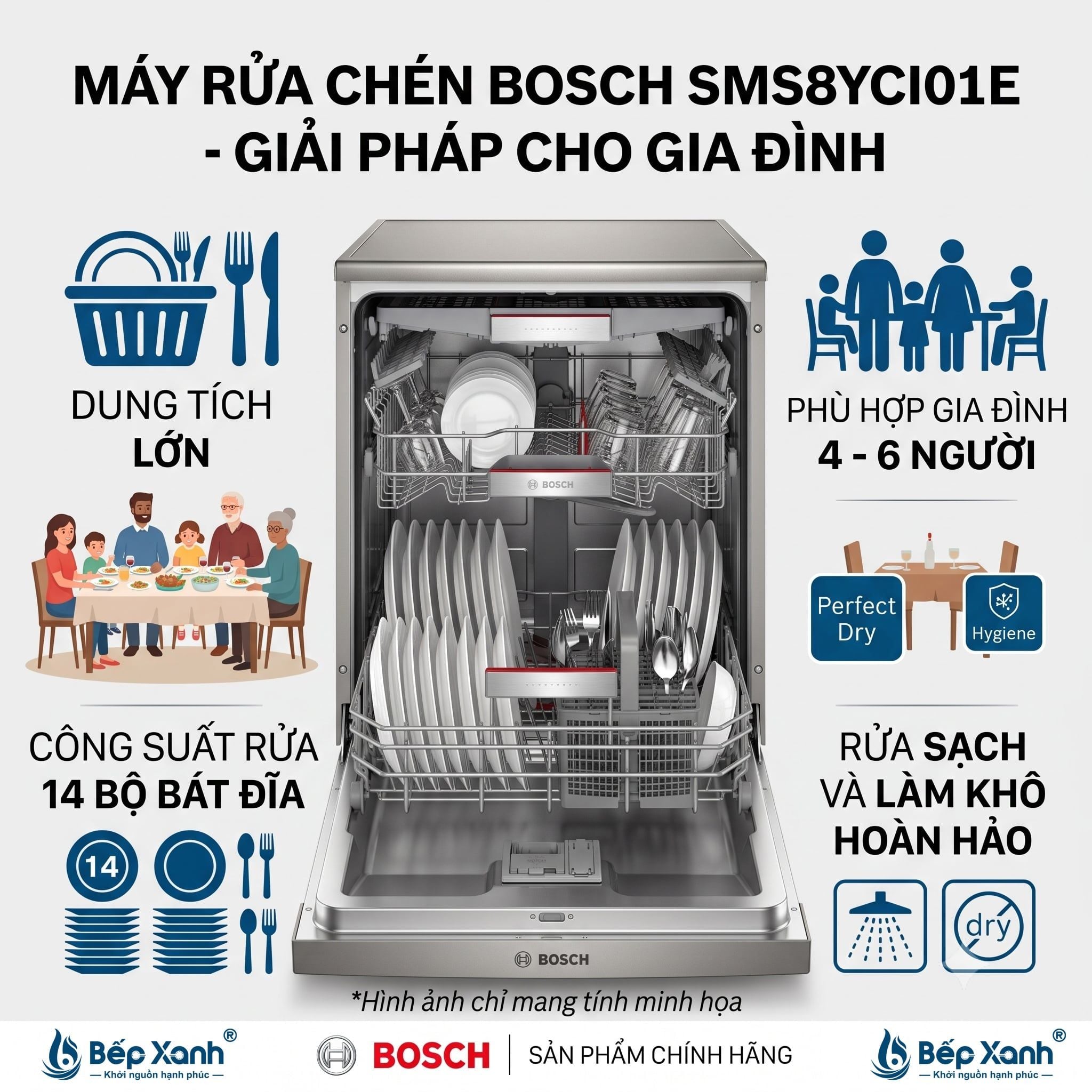  SMS8YCI01E | Máy rửa chén Bosch độc lập series 8, đỉnh cao, sấy Zeolith 