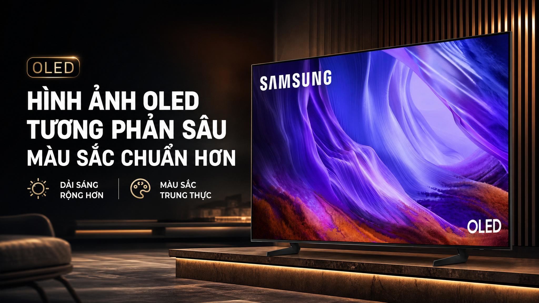 Tivi Samsung QA55S85HE - chi tiết Tivi Samsung QA55S85HE - chi tiết