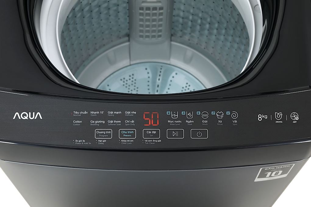 Máy giặt Aqua AWM8-316K(B) - bảng điều khiển và tiện ích Máy giặt Aqua AWM8-316K(B) - bảng điều khiển và tiện ích