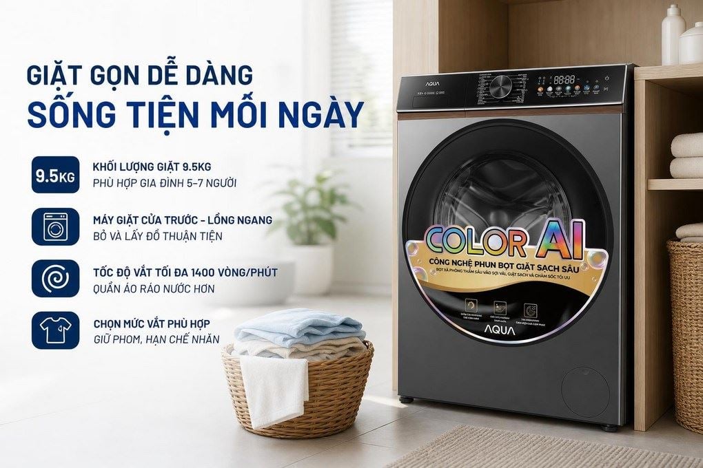 Aqua AW95-BP4657M(B) cửa trước (lồng ngang) Aqua AW95-BP4657M(B) cửa trước (lồng ngang)
