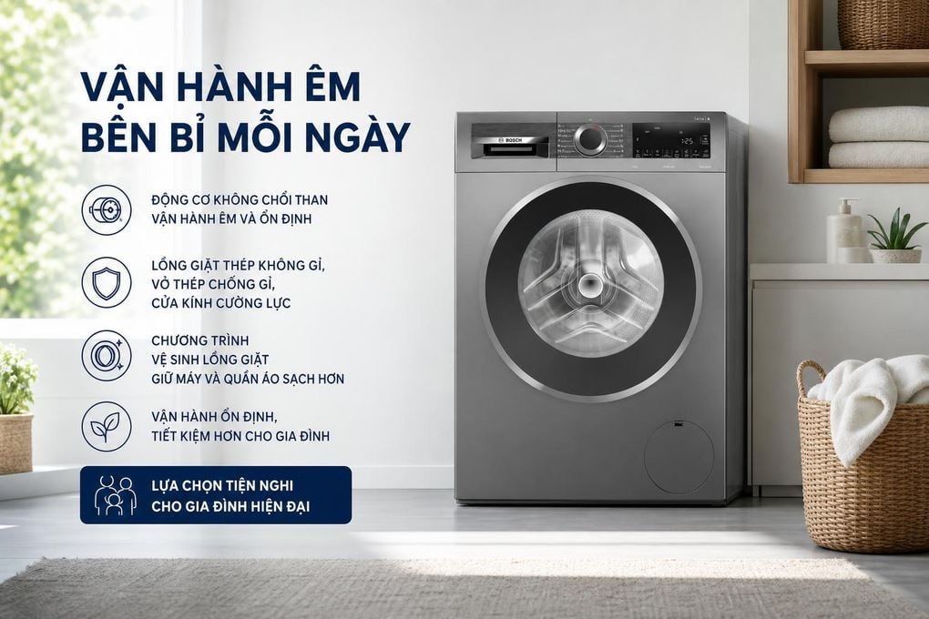 Allergy Plus cho bé yêu – Máy giặt Bosch WGG24401SG Inverter 9 kg
