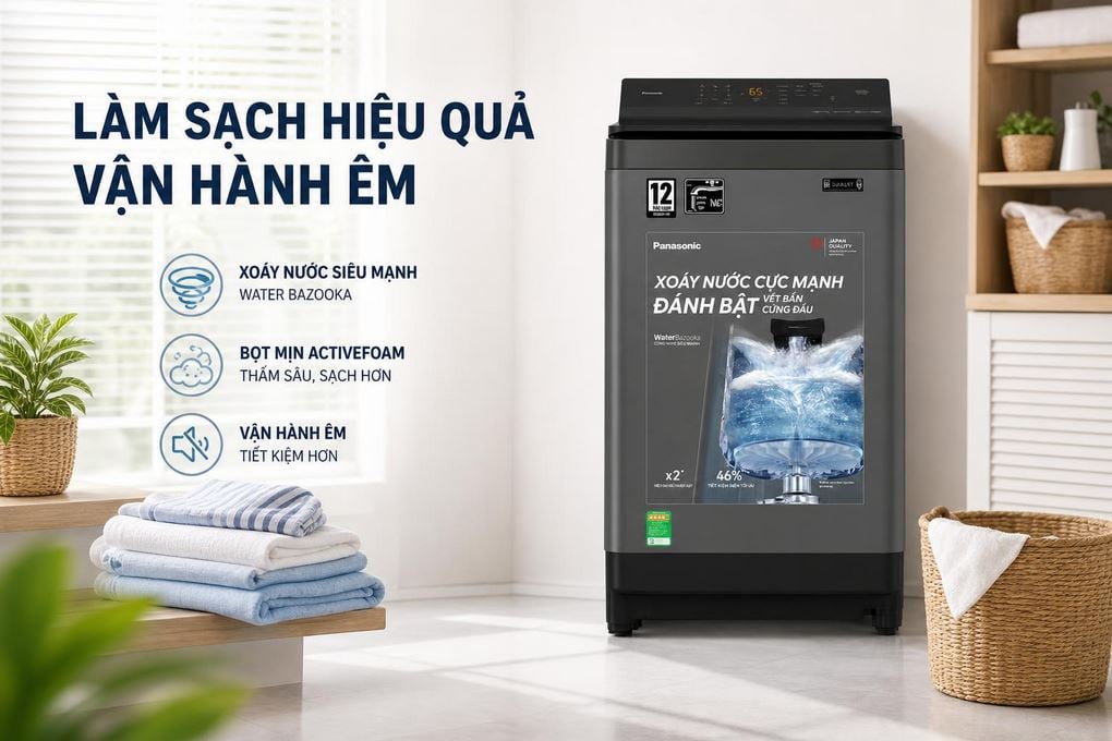 Panasonic NA-FJ100X1DV cửa trên (lồng đứng) Panasonic NA-FJ100X1DV cửa trên (lồng đứng)