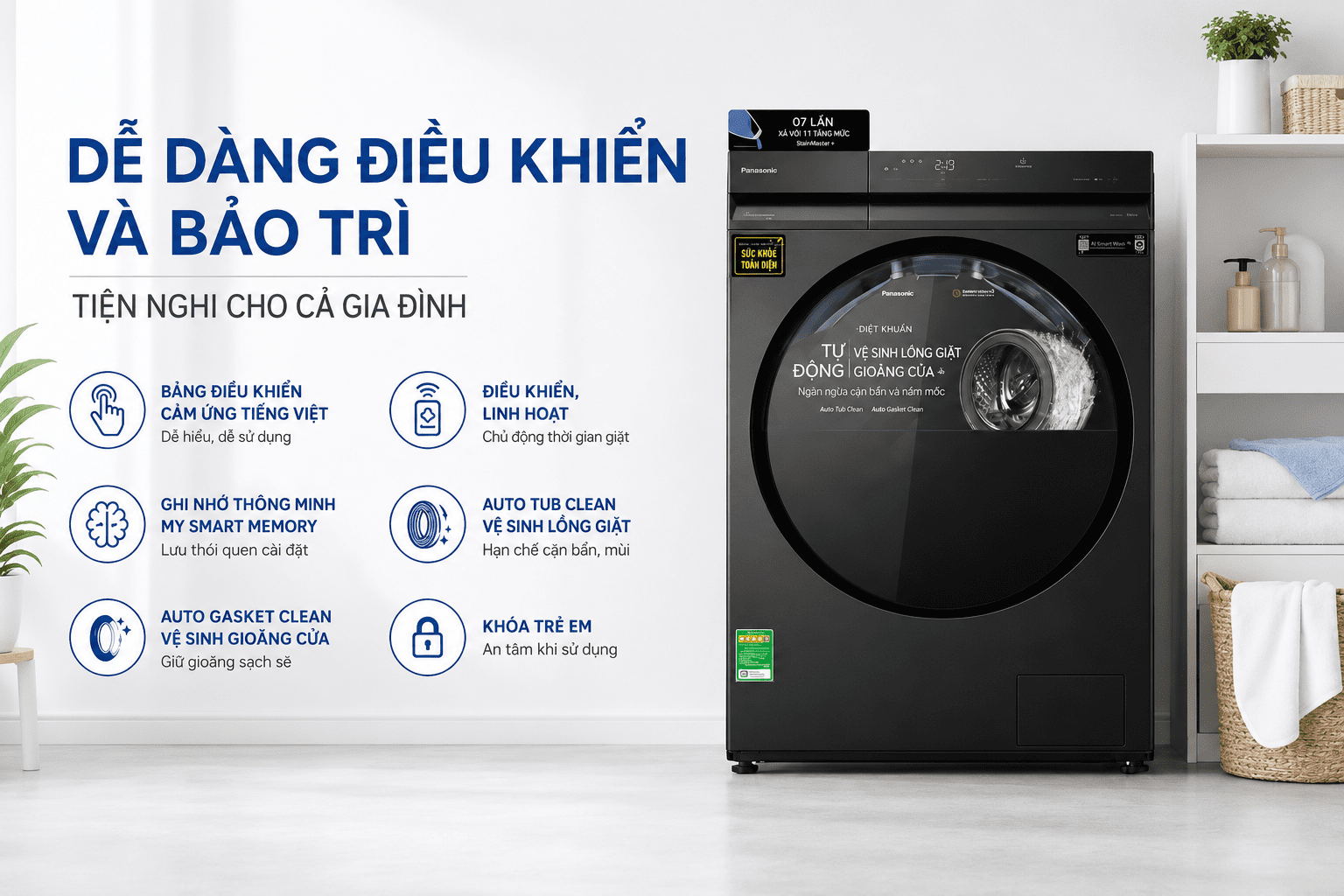 Máy giặt Panasonic Inverter 12 kg NA-24VDW1BVT