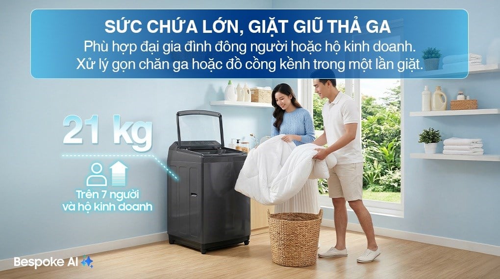 Máy giặt Samsung Inverter 21 kg WA80F21B9BSV – ảnh 2