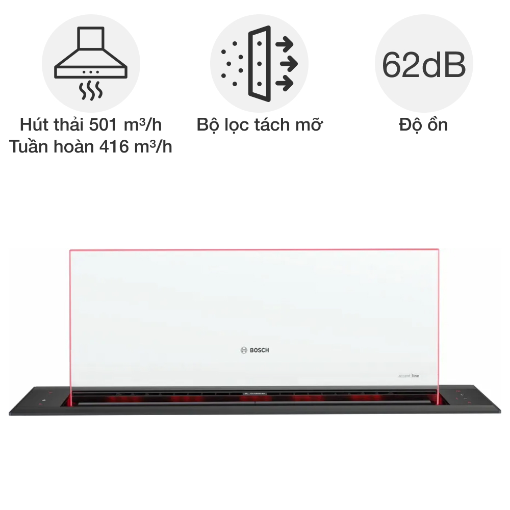 Máy hút mùi âm bàn Bosch DDW88MM66 series 8 Accent Line