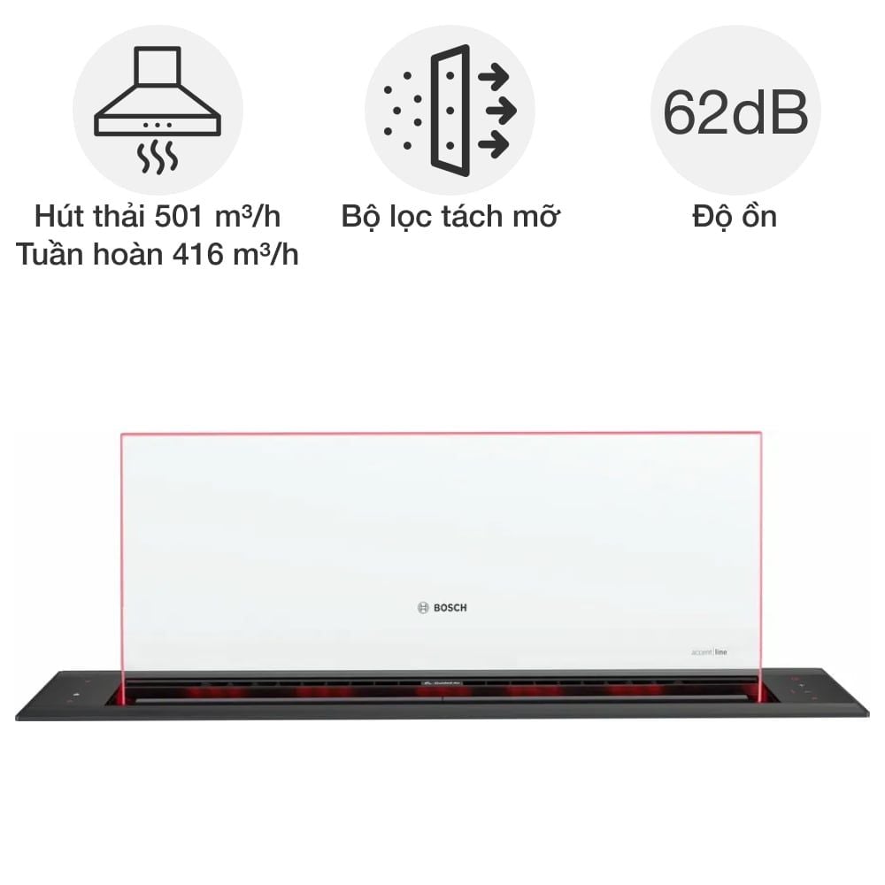 Máy hút mùi âm bàn Bosch DDW88MM66 series 8 Accent Line