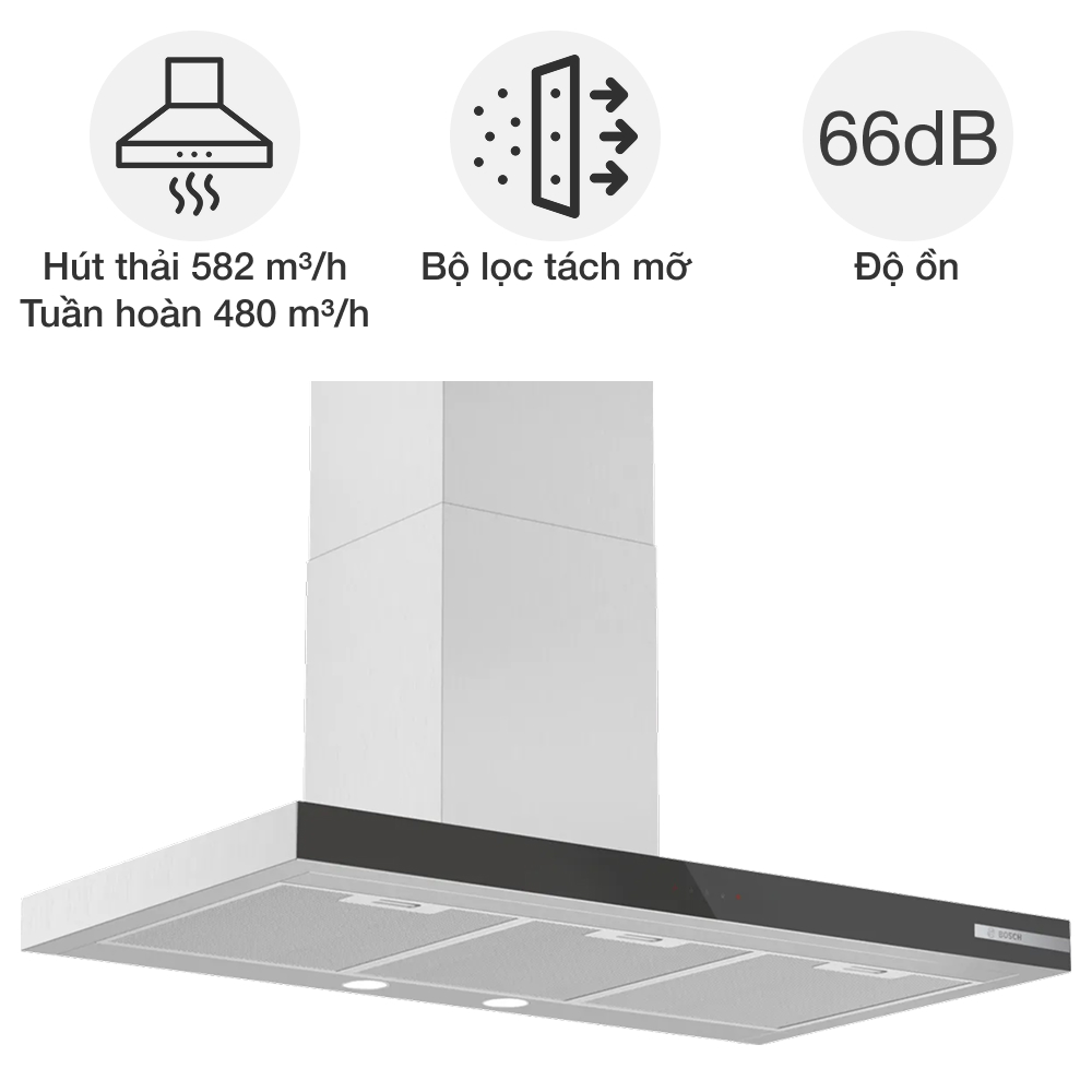 Máy hút mùi áp tường Bosch DWB97BK61T Series 4