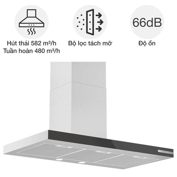 Máy hút mùi Bosch DWB97BK61T áp tường Series 4