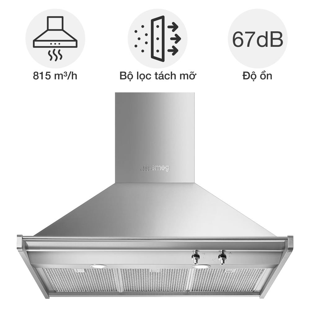Máy hút mùi áp tường Smeg Classica KD90HXE