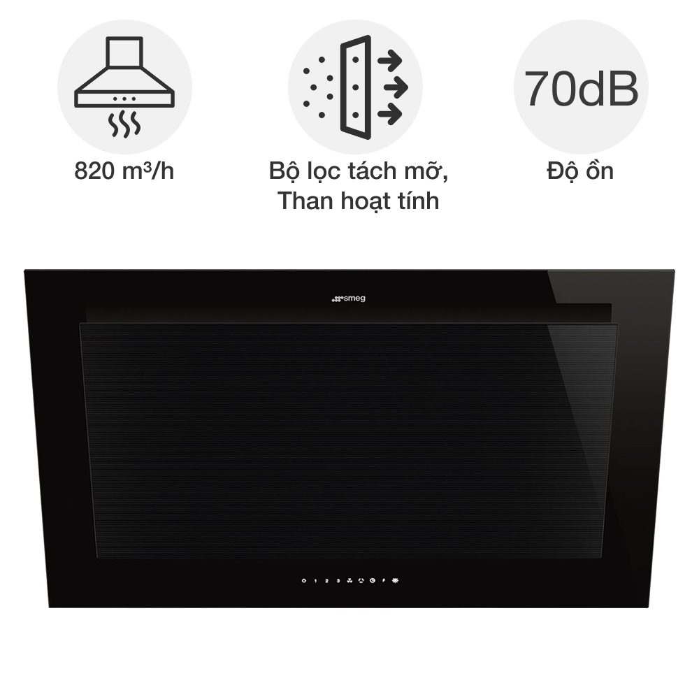 Máy hút mùi áp tường Smeg KV194B3 Linea