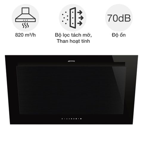 Máy hút mùi áp tường Smeg KV194B3 Linea