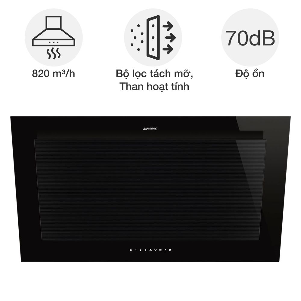 Máy hút mùi áp tường Smeg KV194B3 Linea