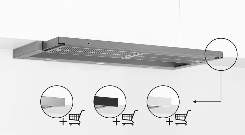 Rộng 90 cm phủ trọn mặt bếp – Máy hút mùi Bosch DFR097A52