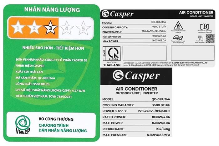 Máy lạnh Casper Inverter 1 HP QC-09IU36A – ảnh 7