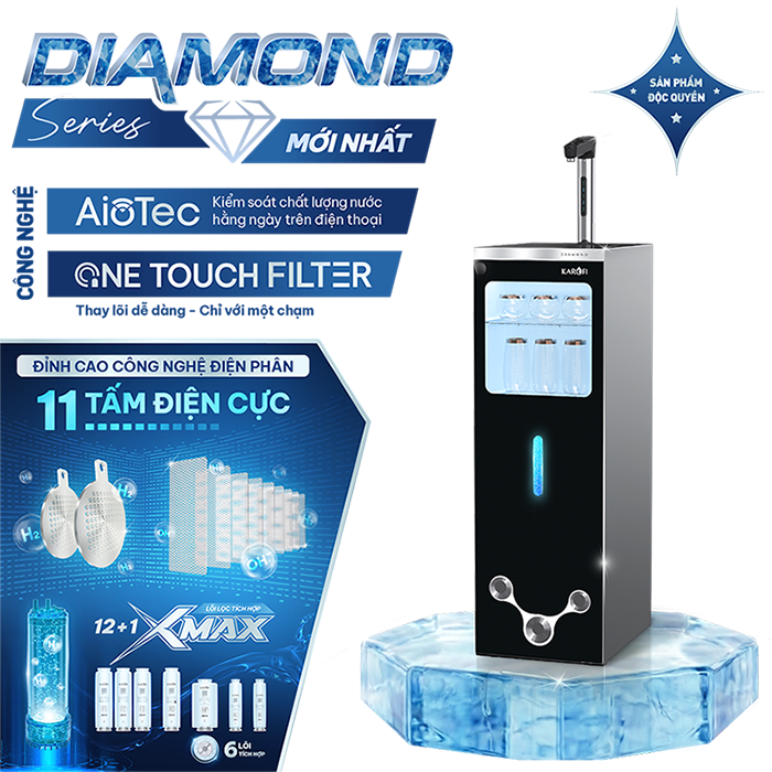 Máy lọc nước nóng lạnh Hydro-ion kiềm Karofi DIAMOND SA66