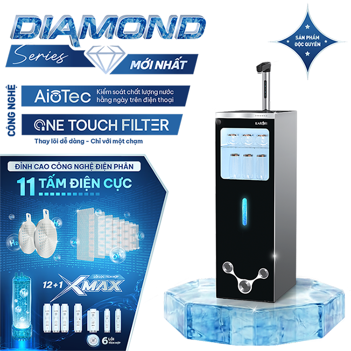  Máy lọc nước nóng lạnh Hydro-ion kiềm Karofi DIAMOND SA66 