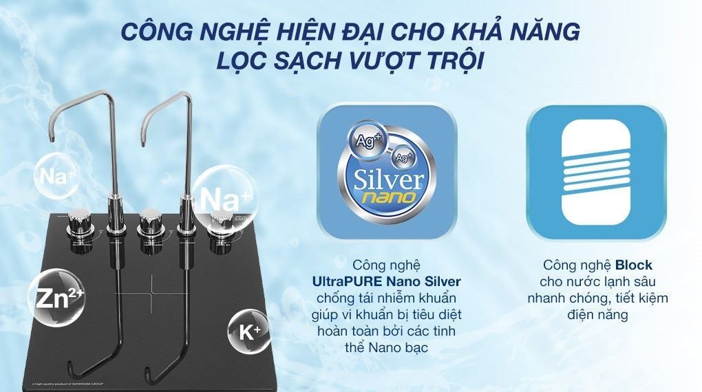  Máy lọc nước RO nóng nguội lạnh Hydrogen Sunhouse UltraPURE SHA76623KL 11 lõi 