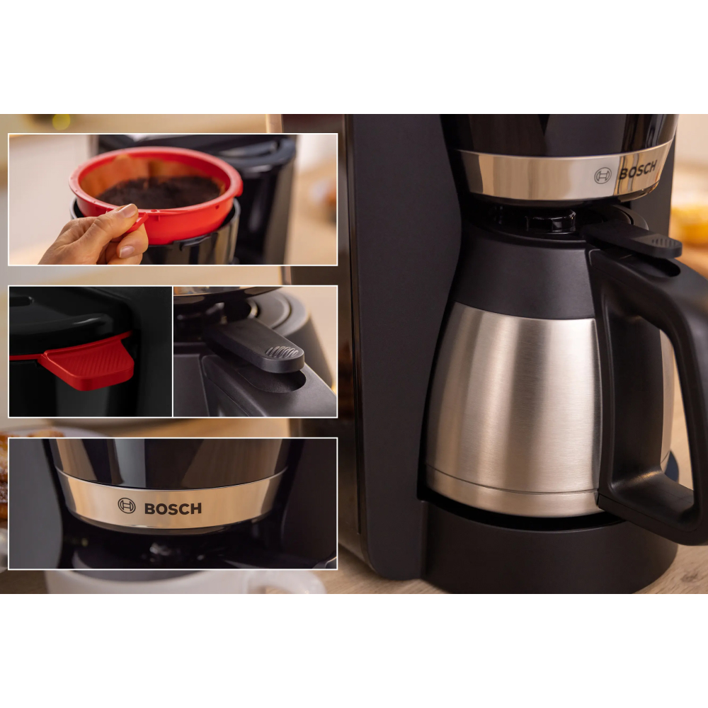 Ngưng nhỏ giọt khi tháo bình – Đồ gia dụng Bosch TKA6M273 Máy pha cafe nhỏ giọt