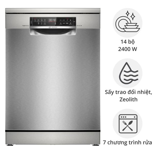 Máy rửa chén Bosch SMS6ZCI37Q độc lập Series 6 Inox Bạc