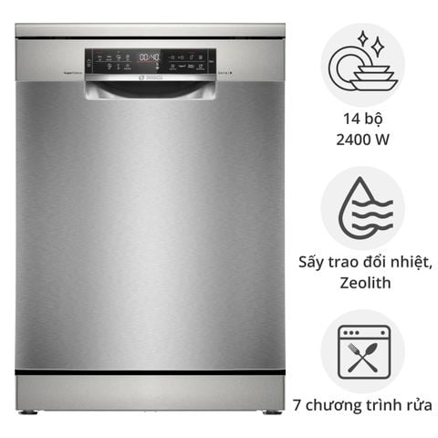Máy rửa chén Bosch SMS6ZCI37Q độc lập Series 6 Inox Bạc