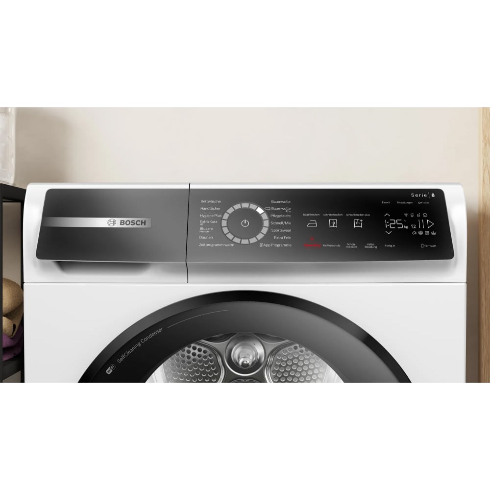 Máy sấy quần áo Bosch WQB245B40 bơm nhiệt 9 kg Series 8 trong không gian sống