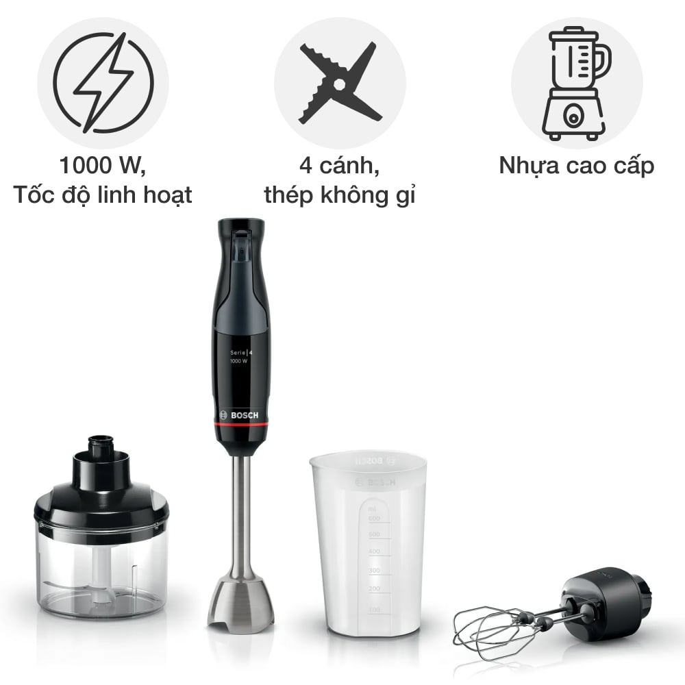 Máy xay cầm tay đa năng Bosch MSM4B624 Series 4