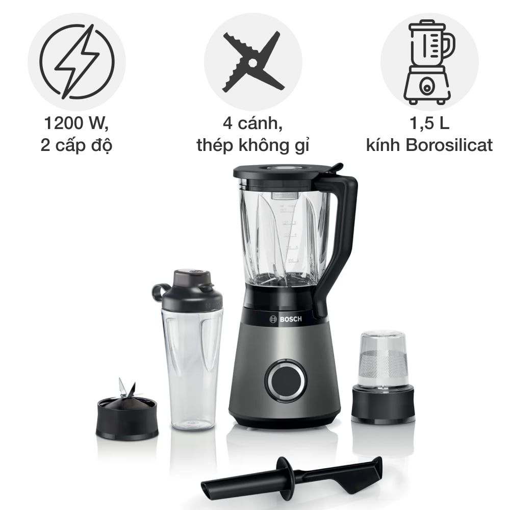 Máy xay sinh tố Bosch MMB6177S VitaPower Series 4