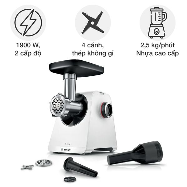 Đồ gia dụng Bosch MFWS420W Máy xay thịt Series 4 MultiPower