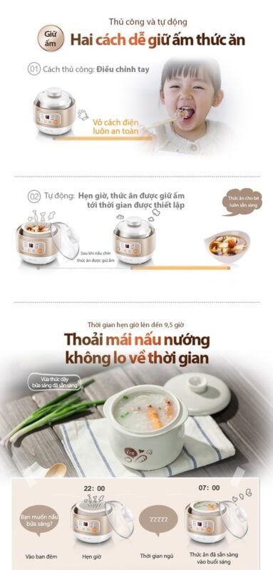 Nồi nấu chậm Bear DDZ-A08D1 – ảnh 7
