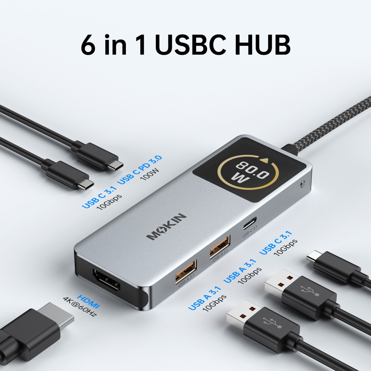 Hub chuyển đổi Mokin MOUC6602 USB-C 6-in-1 Màn Hình Hiển Thị – ảnh 2