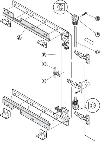 Đồng bộ cửa lùa pivot 600m Hafele 408.05.605
